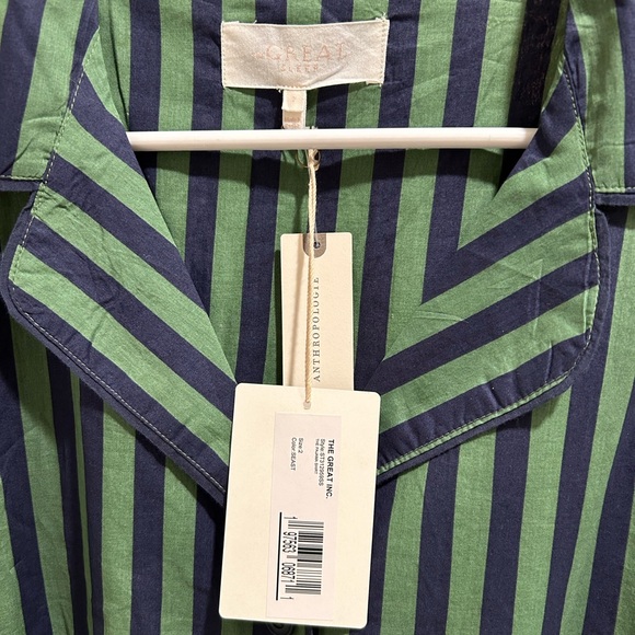 NWT THE GREAT sleep pajama shirt and smocked pajama shorts in seaside strips - Picture 9 of 10